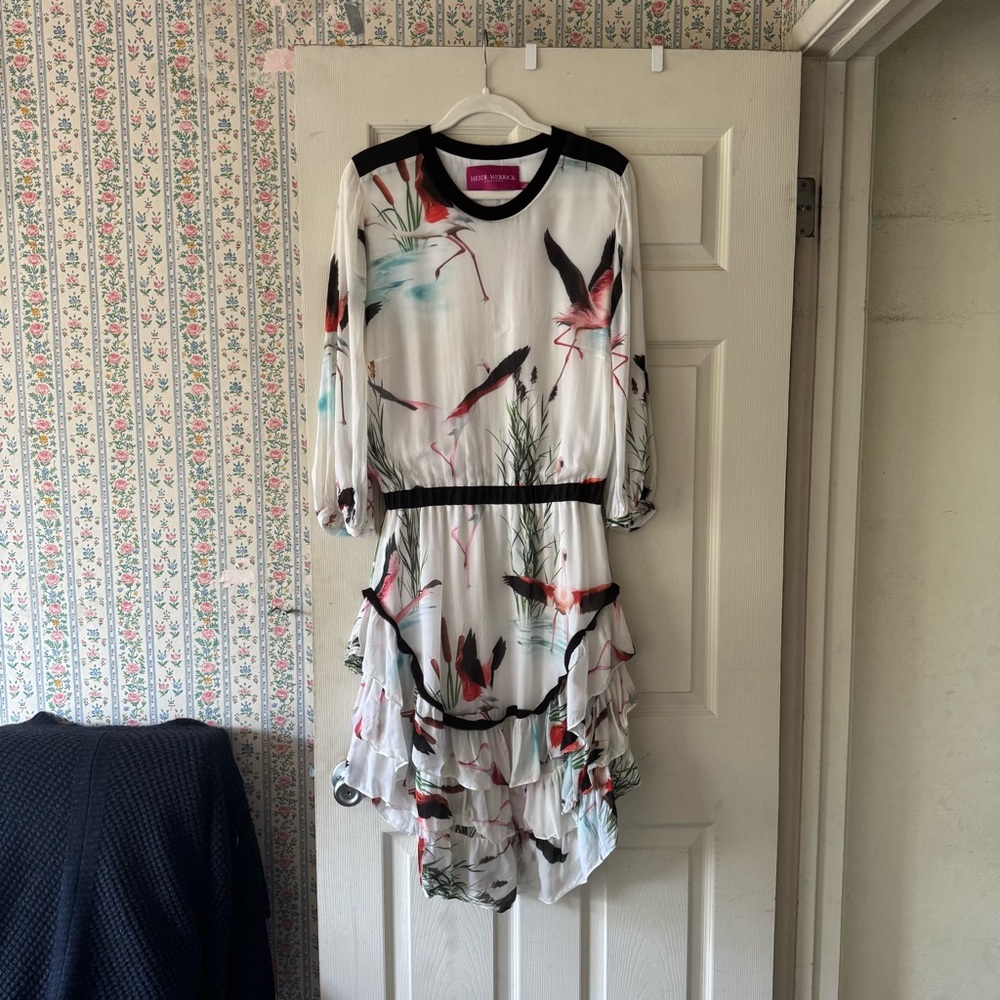 Heidi Merrick flamingo print Dress size L